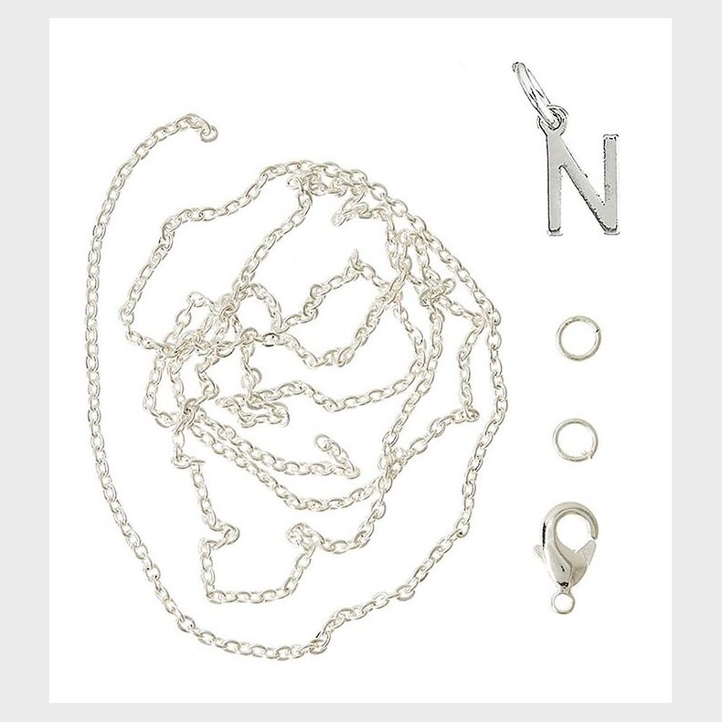 Me&My BOX Halskde m. Bogstav - N - Slvbelagt