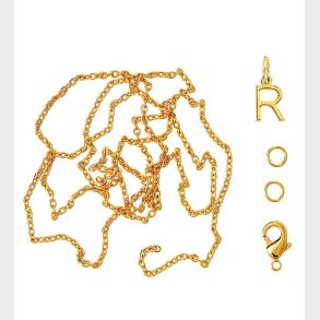 Me&My BOX Halskde m. Bogstav - R - Guldbelagt