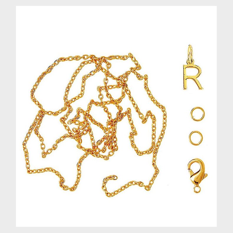 Me&My BOX Halskde m. Bogstav - R - Guldbelagt