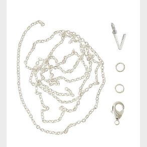 Me&My BOX Halskde m. Bogstav - V - Slvbelagt