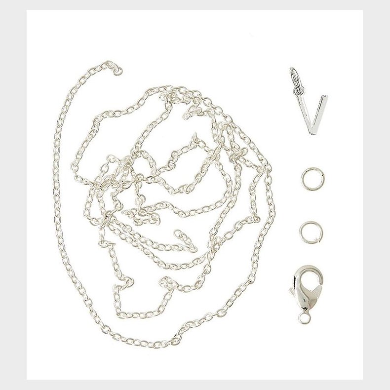 Me&My BOX Halskde m. Bogstav - V - Slvbelagt