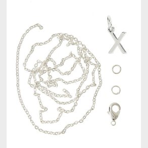 Me&My BOX Halskde m. Bogstav - X - Slvbelagt