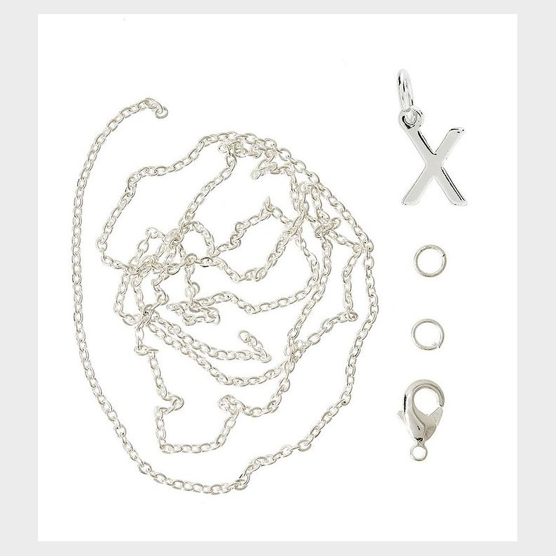 Me&My BOX Halskde m. Bogstav - X - Slvbelagt