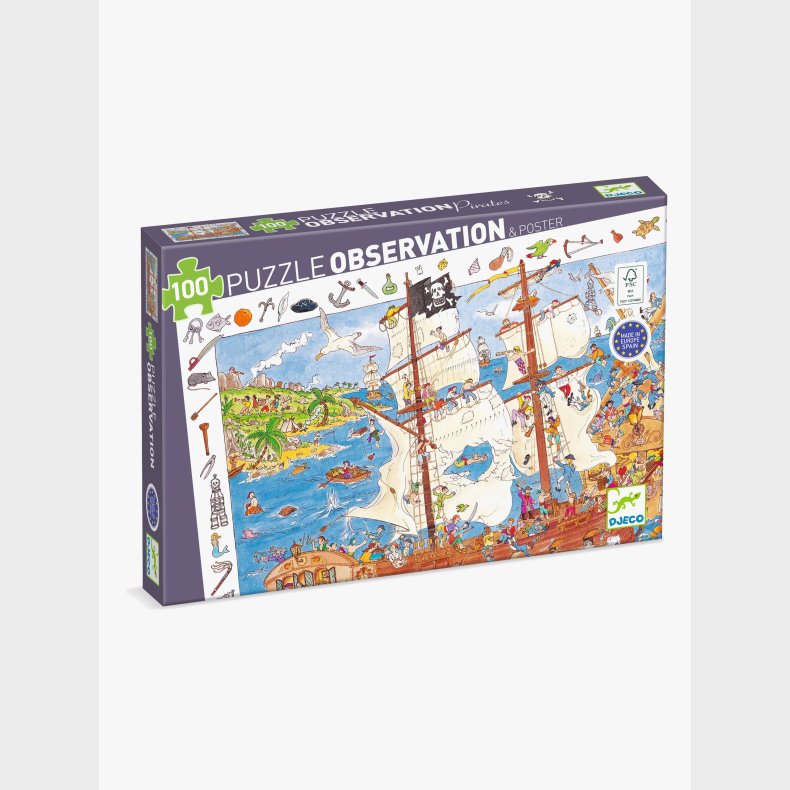Djeco Observationspuslespil Pirat 100 Brikker