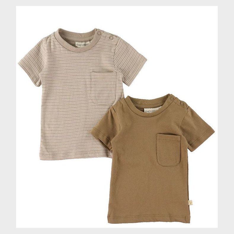 That's Mine T-shirt - 2-pak - Tino - Stripes/Earth Brown