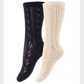 Minymo Str�mper - 2-Pak - Creme/Navy