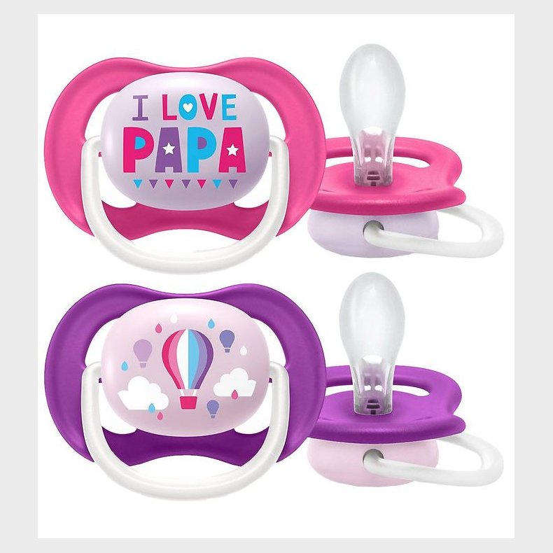 Philips Avent Sutter - 2-pak - Ultra Air - Rosa/Lilla m. Print