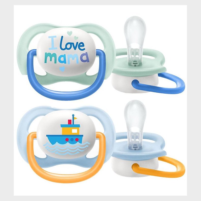 Philips Avent Sutter - 2-pak - Ultra Air - Mint/Lysebl m. Prin