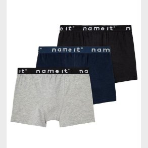 Name It Boxershorts - Noos - NkmBoxer - 3-pak - Sort/Gr/Navy