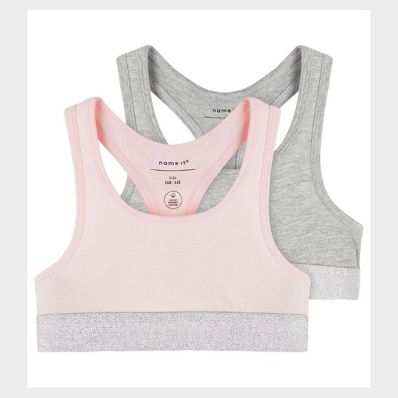 Name It Top - Noos - NkfShort - 2-pak - Barely Pink w/ Grey Mela