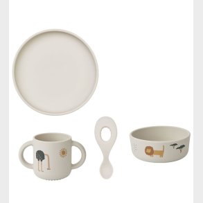Liewood Spisest - Silikone - 4 dele - Vivi - Safari Sandy Mix