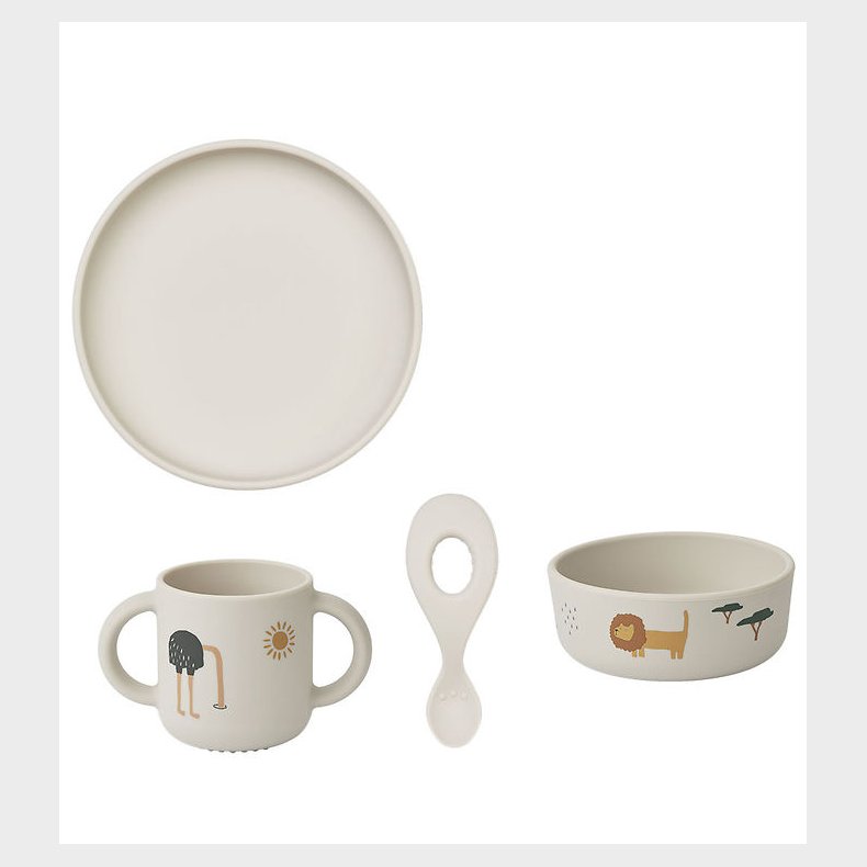 Liewood Spisest - Silikone - 4 dele - Vivi - Safari Sandy Mix
