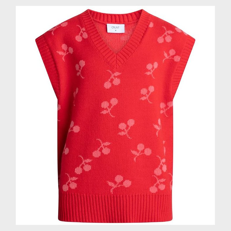 Grunt Vest - Strik - Aviana - Rd m. Kirsebr