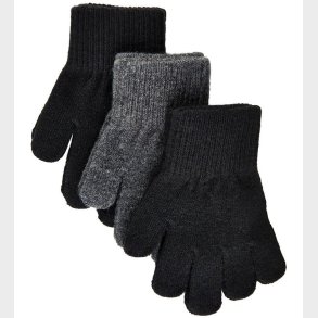 Mikk-Line Handsker - Uld/Polyamid - 3-pak - Sort/Antrazite/Sort