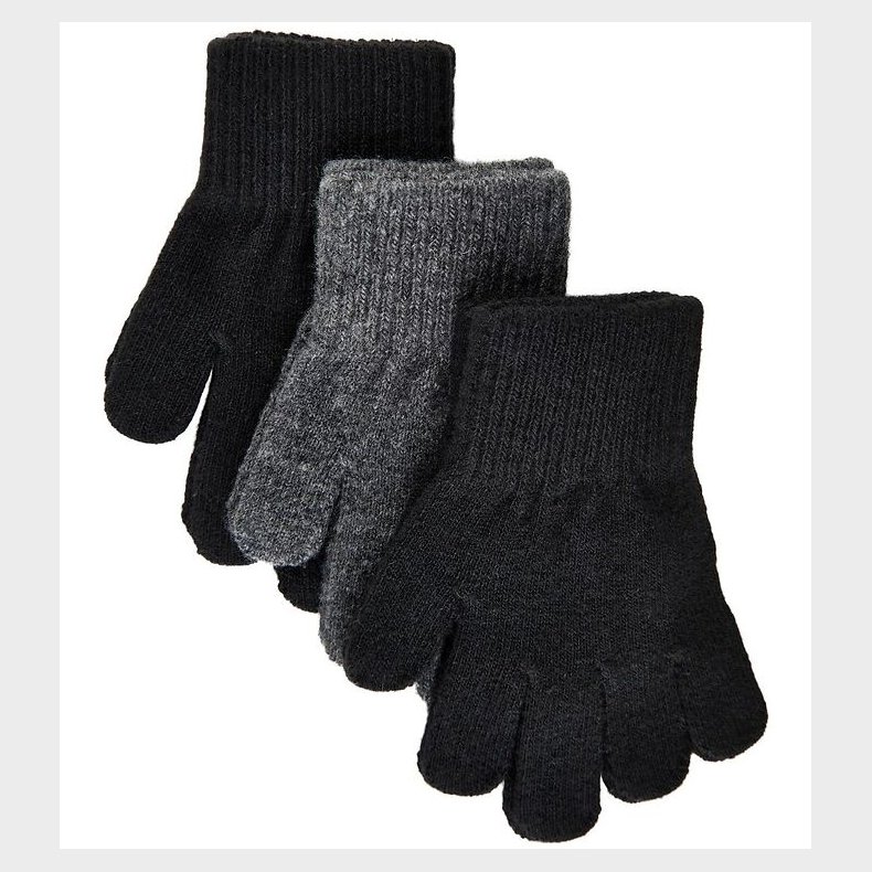 Mikk-Line Handsker - Uld/Polyamid - 3-pak - Sort/Antrazite/Sort