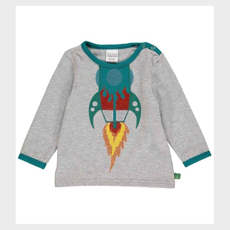 Freds World Bluse - Hello Rocket - Grmeleret m. Rumraket