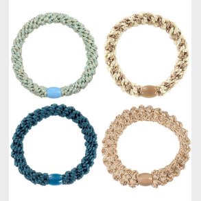 Kknekki Hrelastikker - 4-pak - Bl/Beige Glimmer Mix