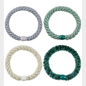 Kknekki Hrelastikker - 4-pak - Grn/Bl/Beige Glimmer Mix
