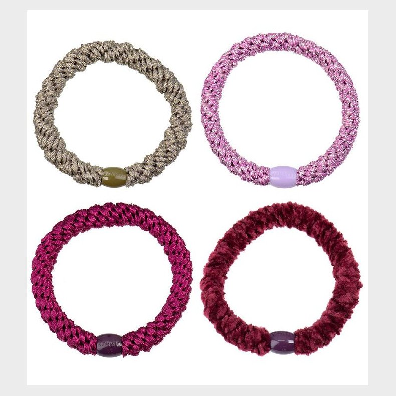 Kknekki Hrelastikker - 4-pak - Rd/Gr Glimmer Mix