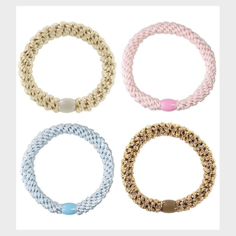 Kknekki Hrelastikker - 4-pak - Bl/Lyserd/Beige