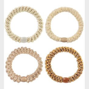 Kknekki Hrelastikker - 4-pak - Beige/Brun Glimmer Mix