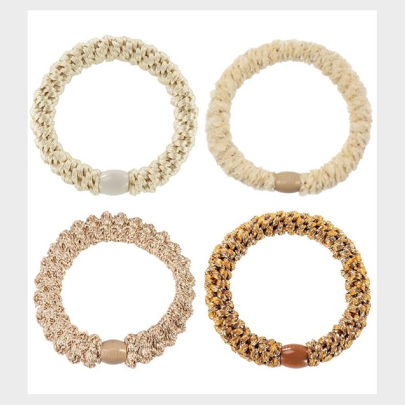 Kknekki Hrelastikker - 4-pak - Beige/Brun Glimmer Mix