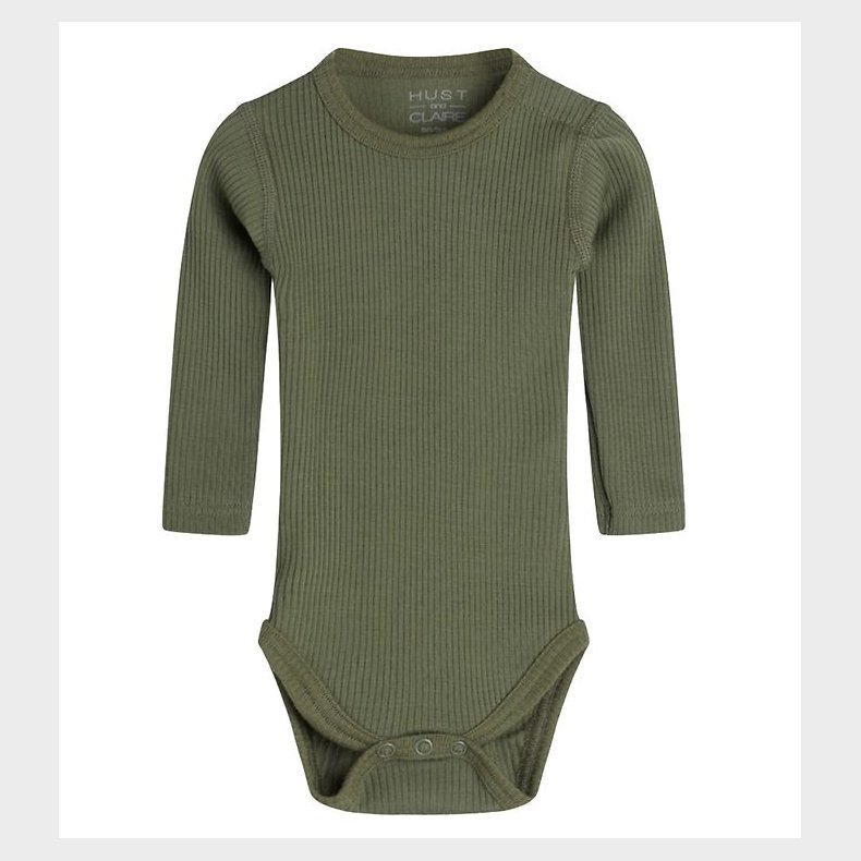 Hust and Claire Body l/ - Berry - Rib - Uld - Dusty Green