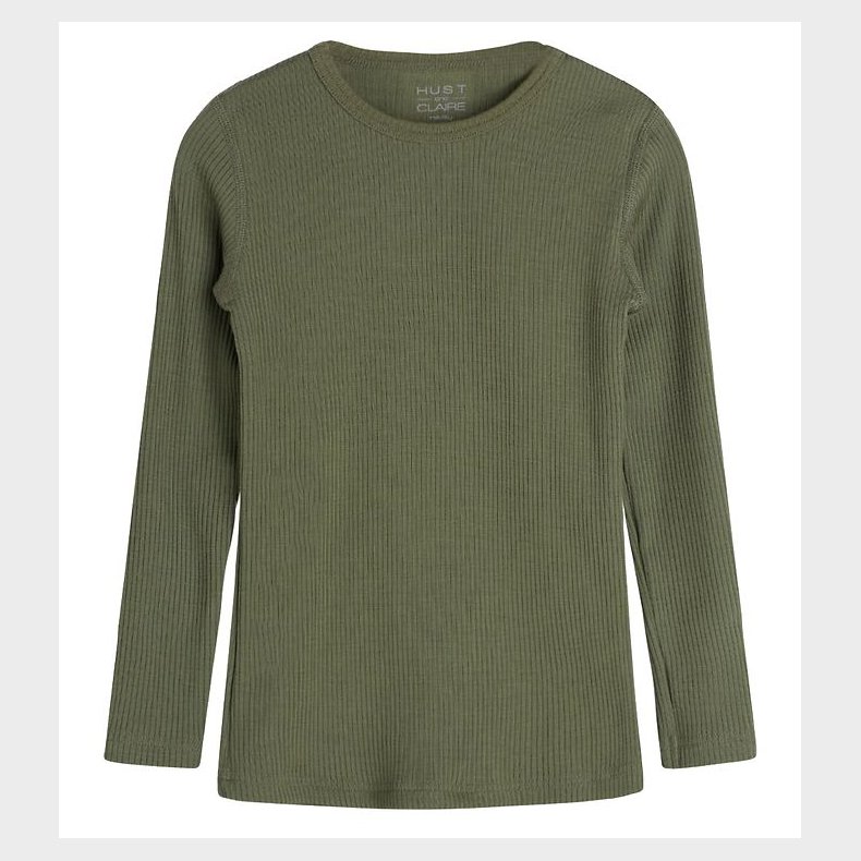 Hust and Claire Bluse - Adie - Rib - Uld - Dusty Green