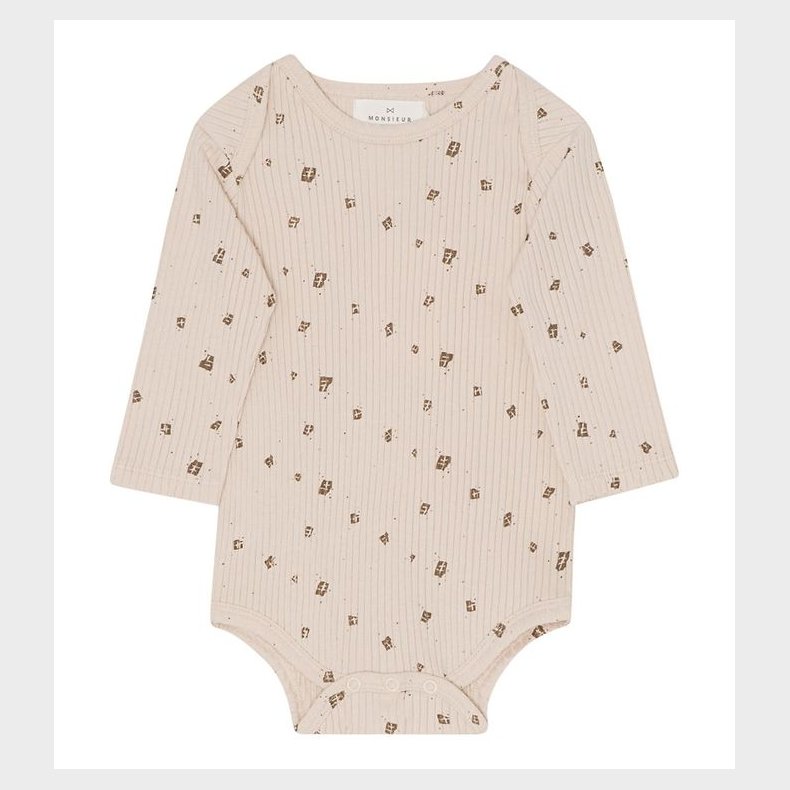 Monsieur Mini body l/� - Off White m. Chokolade