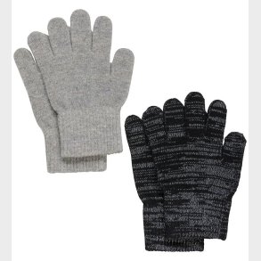 CeLaVi Handsker - Uld/Polyester - 2-pak - Gr/Sort m. Refleks