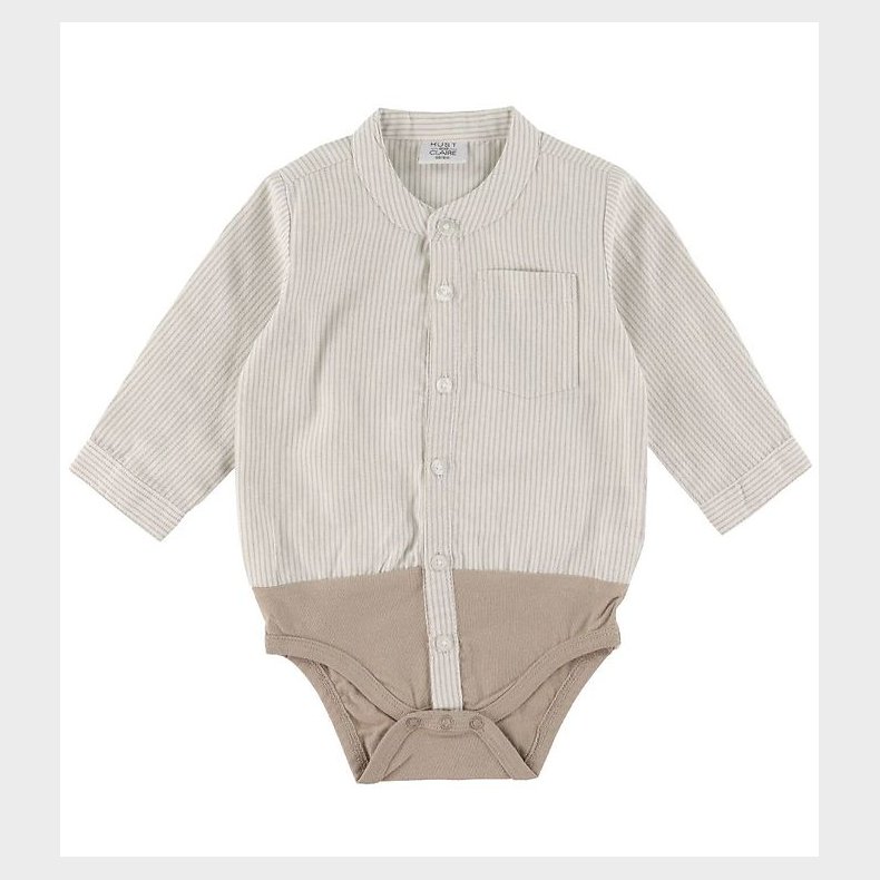 Hust and Claire Skjortebody l/� - Bertil - Beige/Off White