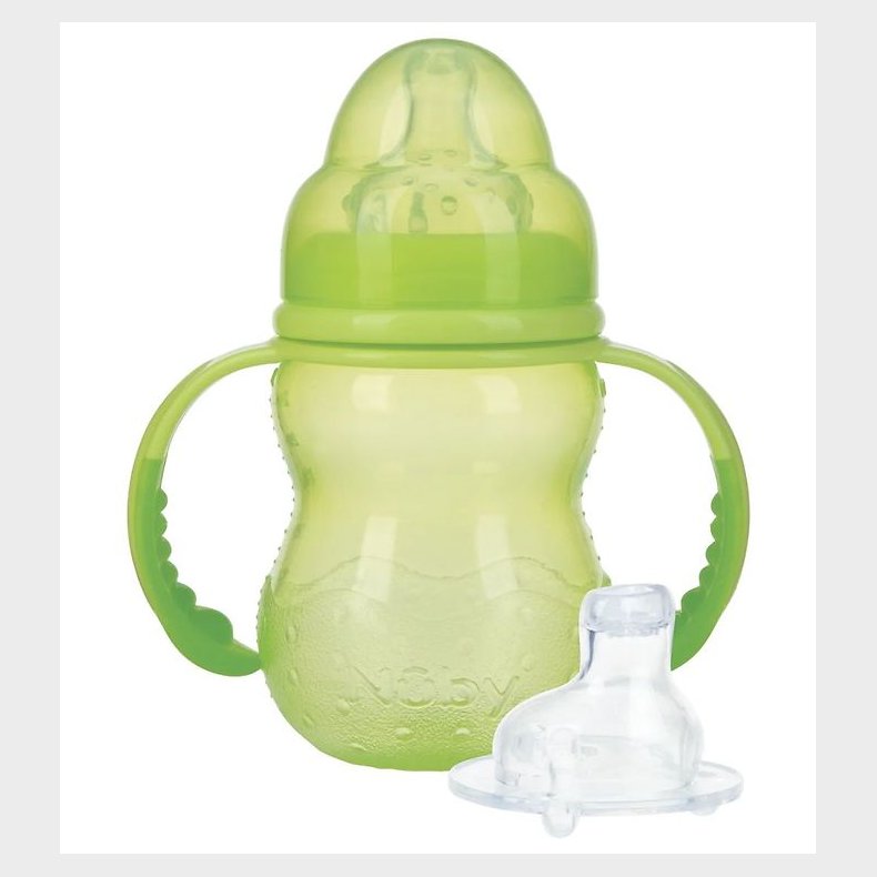 Nuby Sutteflaske m. Hndtag og Drikketud - 240ml - Grn