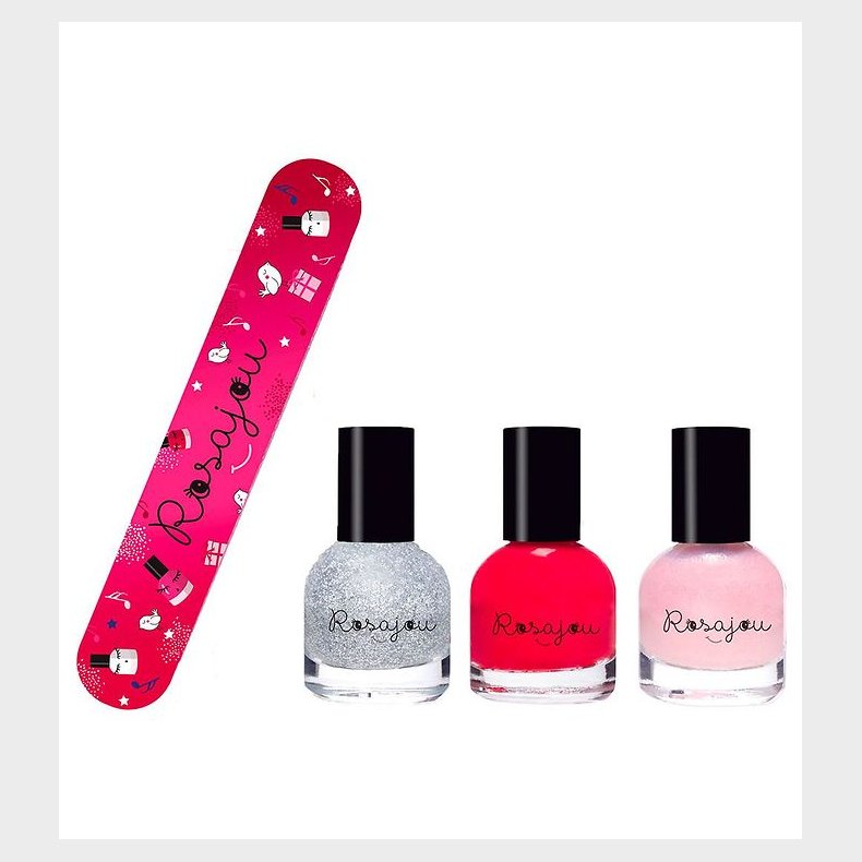 Rosajou Neglelakker m. Neglefil - 4 Dele - Ballerine/Madame/Star