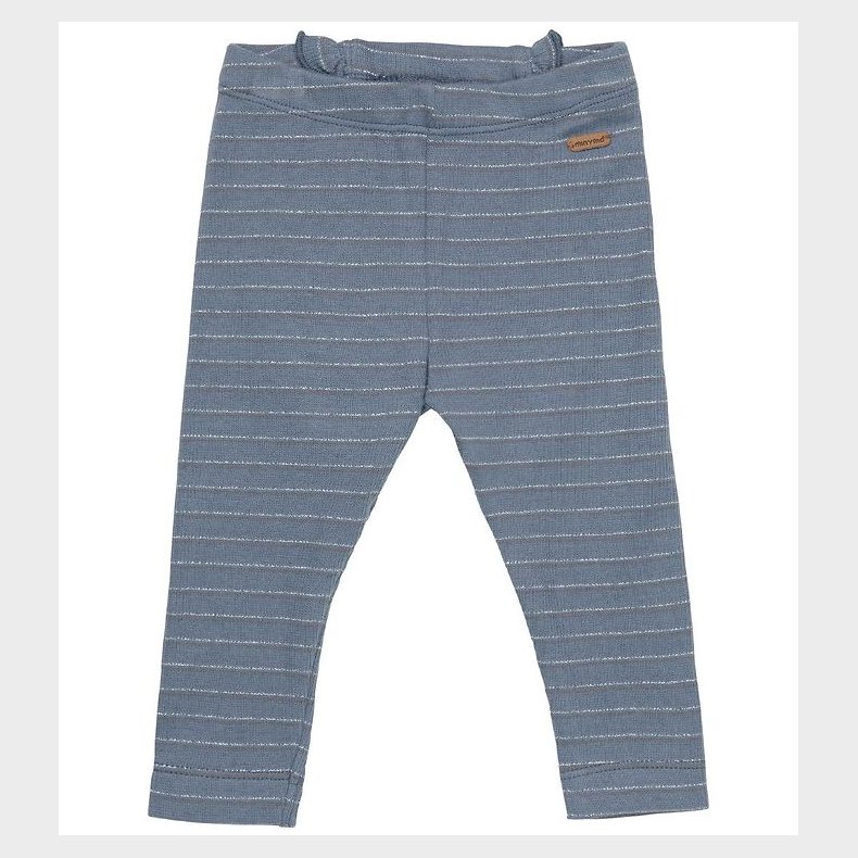 Minymo Leggings - Rib - Blue Mirage/S�lvstribet m. Fl�se