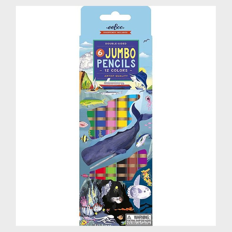 Eeboo Farveblyanter - Jumbo - 6 Stk. - Under The Sea