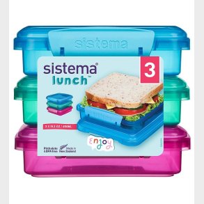 Sistema Madkasse - Sandwich Box - 450 ml - 3 Pak - Pink+Bl+Tur
