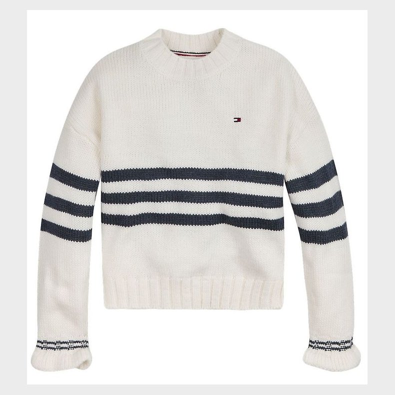 Tommy Hilfiger Bluse - Strik - Prep Stripe Sweater - Ivory Pedal
