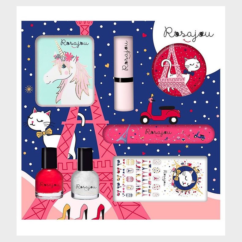 Rosajou Sminkest - Blush/Lbestift/Neglelak m.m. - 7 Dele