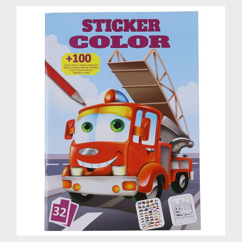 Megastar Malebog m. Klistermrker - 32 Sider - Biler