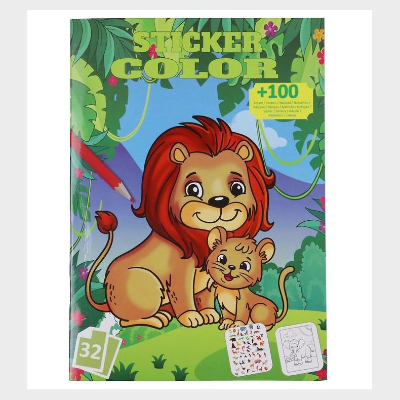 Megastar Malebog m. Klistermrker - 32 Sider - Dyr