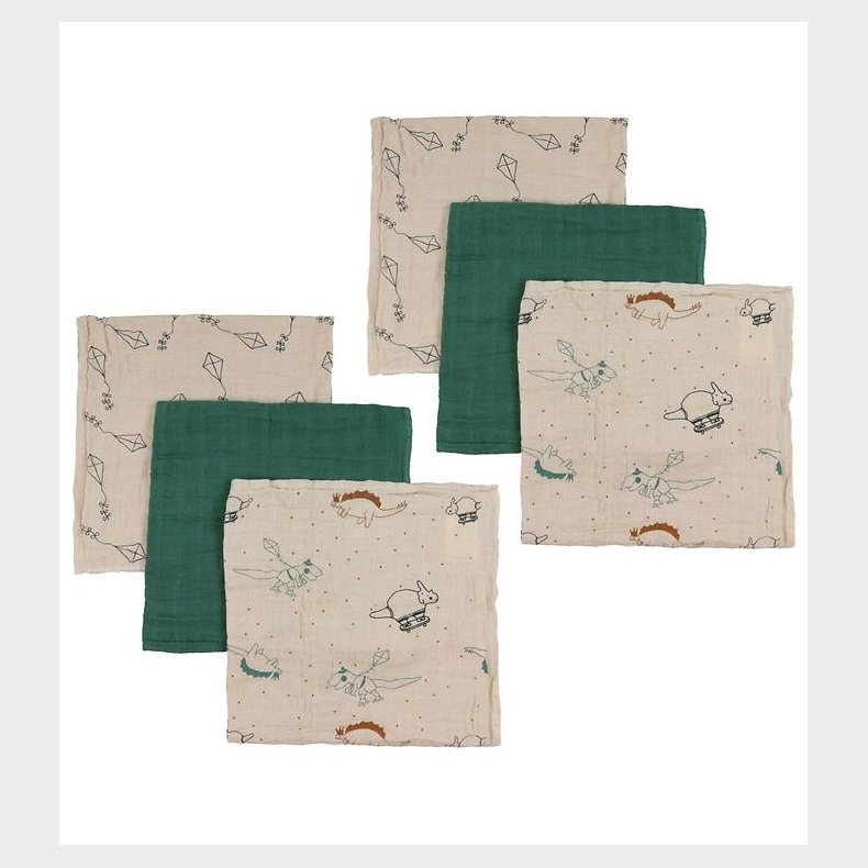 Pippi Baby Stofbleer - 6-Pak - 65x65 cm - Deep Lichen Green