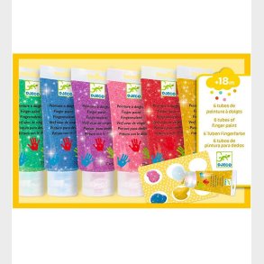 Djeco Fingermaling - 6 Farver - Glimmer