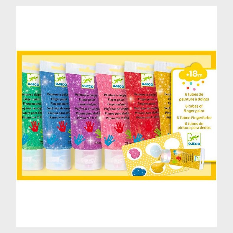 Djeco Fingermaling - 6 Farver - Glimmer