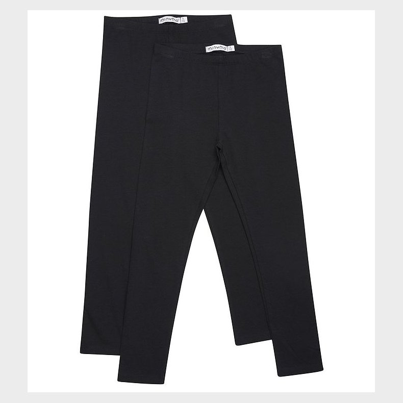 Minymo Leggings - 2-pak - Anthracite Black