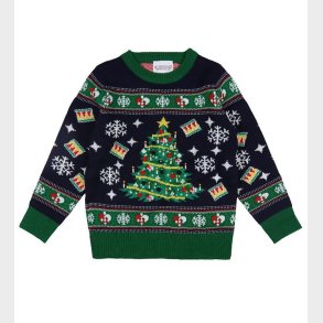 Jule-Sweaters Bluse - Christmas Tree - Strik - Navy/Grn