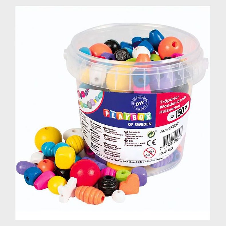 Playbox Perler - Tr�perler I Spand - 150 Stk - Basisfarver