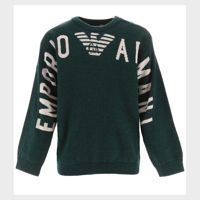 Emporio Armani Bluse - Uld/Akryl - Grn/Hvid