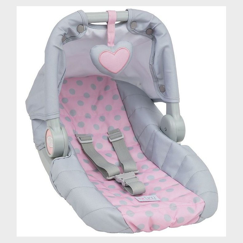 Tiny Treasures Dukketilbeh�r - Autostol - Gr�/Rosa