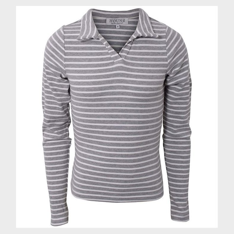 Hound Bluse - Rib Striped - Gr/Hvid