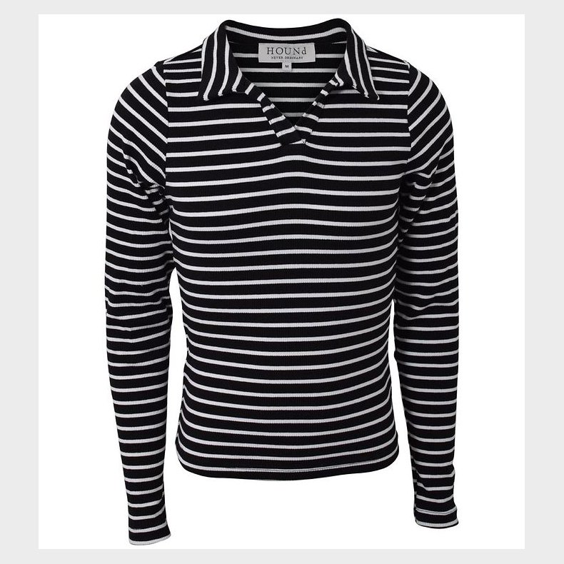 Hound Bluse - Rib Striped - Sort/Hvid